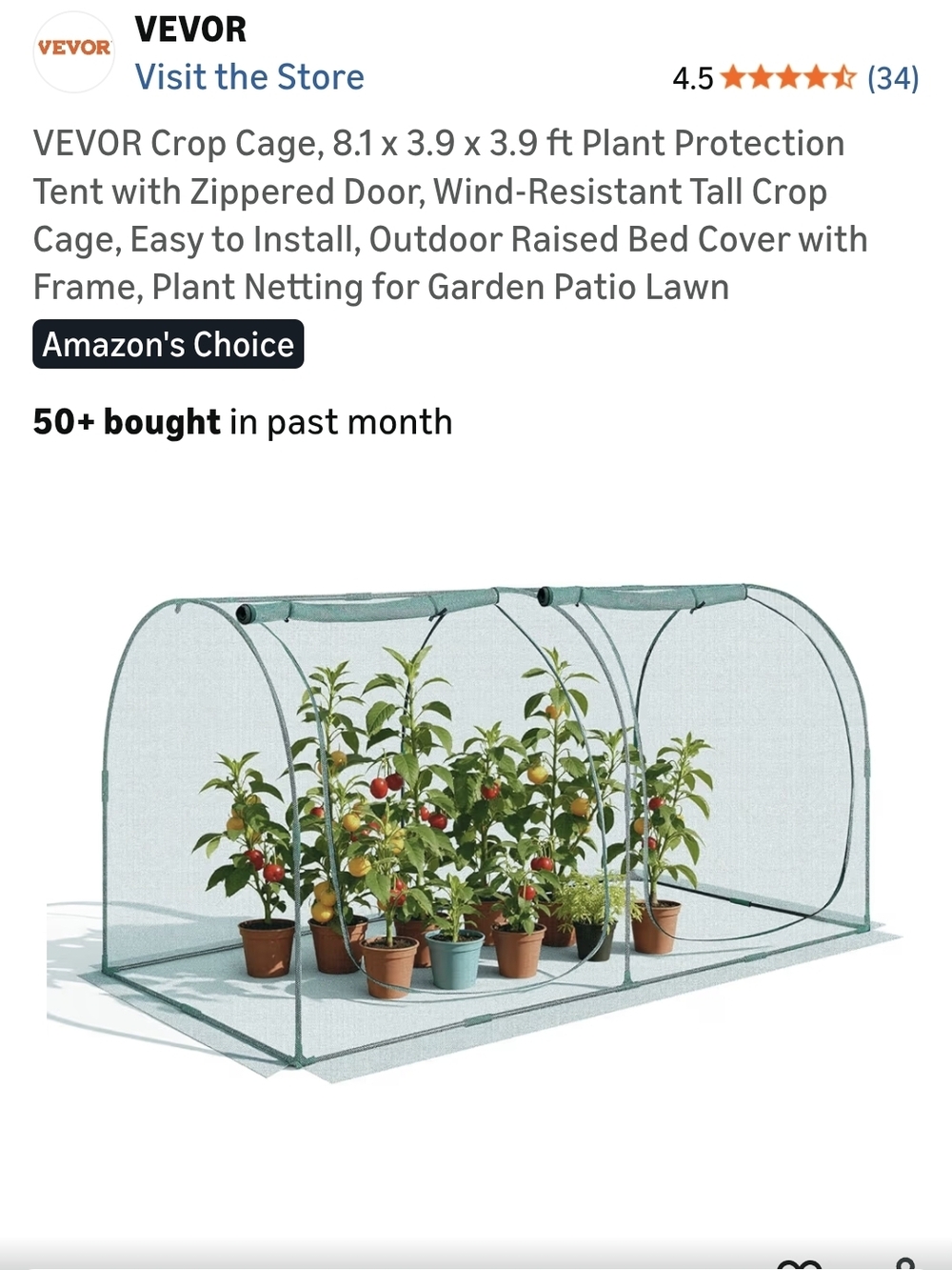 VEVOR Mesh Plant Protection Cage - Green